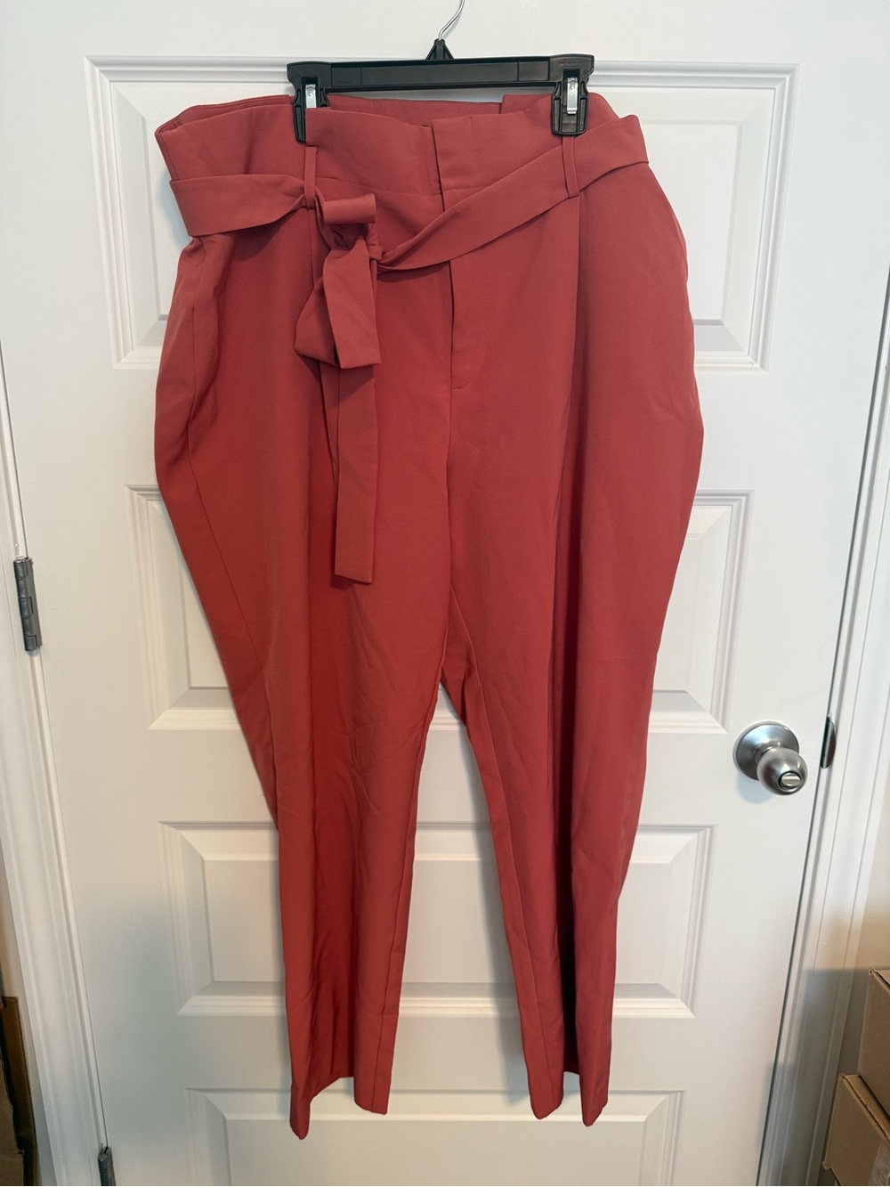 Liz Claiborne Rust-Red Paperbag Waist Tie Trousers